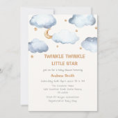 Niedliche Elfenbeinmoon Stars Twinkle Twinkle Kind Einladung (Vorderseite)