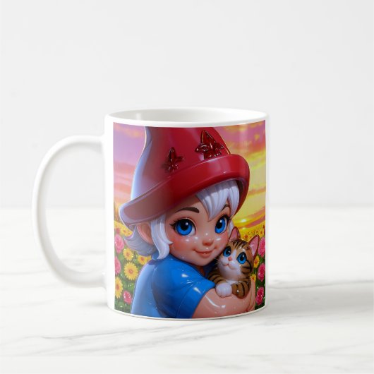 Niedliche Elfenkatze Kaffeetasse (Links)