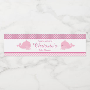 Niedliche Eltern & Baby Whale Pink Girl Baby Wasserflaschenetikett