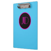 Niedliche Emo Blue Monogram mit rosa Text Klemmbrett (Links)