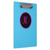 Niedliche Emo Blue Monogram mit rosa Text Klemmbrett (Rechts)