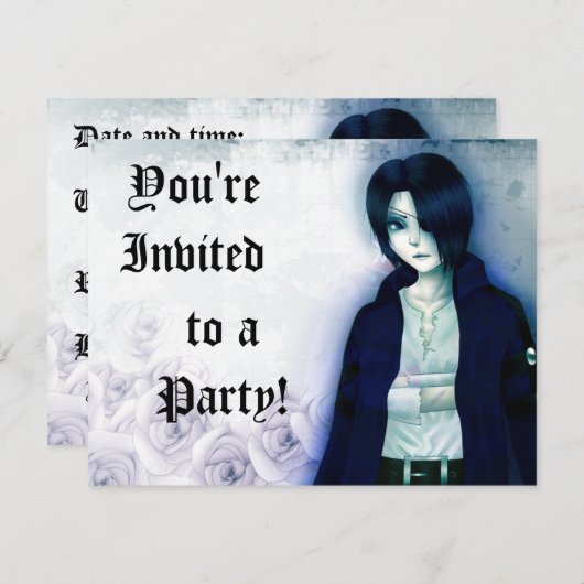 Niedliche emo-boy-Party Einladungen (Vorne/Hinten)
