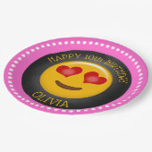 Niedliche Emoji Girl's Geburtstagsparty Pappteller (Schrägansicht)