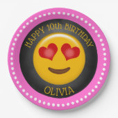 Niedliche Emoji Girl's Geburtstagsparty Pappteller (Vorderseite)