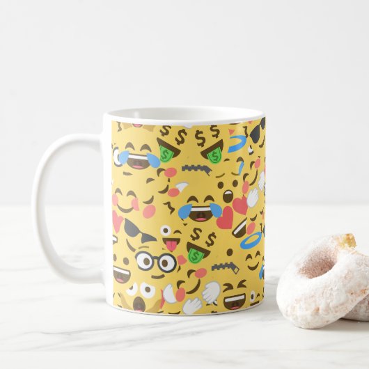niedliche emoji Liebe hört Kaffeetasse (Mit Donut)