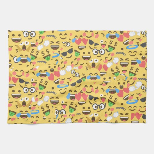 niedliche Emoji-Liebe hört Kuss Lächeln Muster Handtuch (Horizontal)