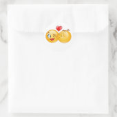 niedliche Emoji Liebe Kuss Runder Aufkleber (Tasche)