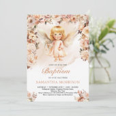 Niedliche Engel und Blume aus Elfenbein Einladung (Stehend Vorderseite)