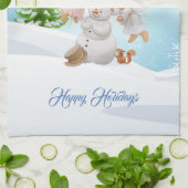Niedliche Engel und Schneemann Küchenhandtuch Geschirrtuch (Gefaltet)