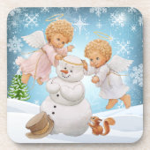 Niedliche Engel und Snowman-Getränkeküste Getränkeuntersetzer (Vorderseite)