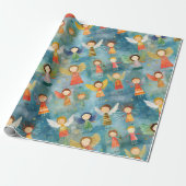 Niedliche Engel Weihnachten Geschenkpapier (Ungerollt)