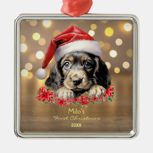 Niedliche Englisch Cocker Spanisch Dog Weihnachtsm Ornament Aus Metall (Vorne)