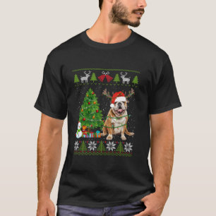 Niedliche englische Bulldog Hunde Weihnachtsmannmü T-Shirt