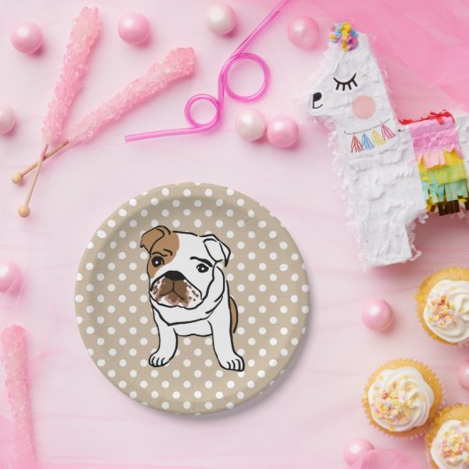 Niedliche englische Bulldog-Illustration Pappteller (Party)