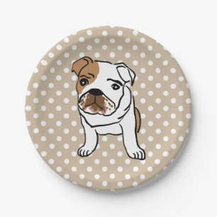 Niedliche englische Bulldog-Illustration Pappteller