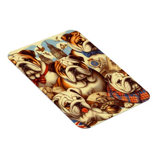 Niedliche englische Bulldogmalerei Magnet (Rechte Seite)