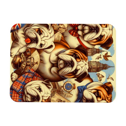 Niedliche englische Bulldogmalerei Magnet (Horizontal)