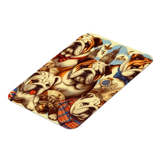 Niedliche englische Bulldogmalerei Magnet (Linke Seite)