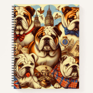 Niedliche englische Bulldogmalerei Notizblock