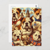 Niedliche englische Bulldogmalerei Postkarte (Vorne/Hinten)