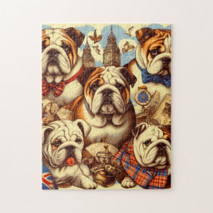 Niedliche englische Bulldogmalerei Puzzle