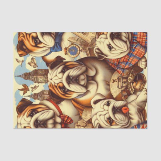 Niedliche englische Bulldogmalerei Seidenpapier (Vorderseite)