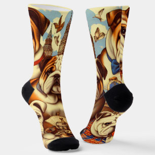Niedliche englische Bulldogmalerei Socken