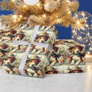 Niedliche englische Foxhound-Malerei Geschenkpapier