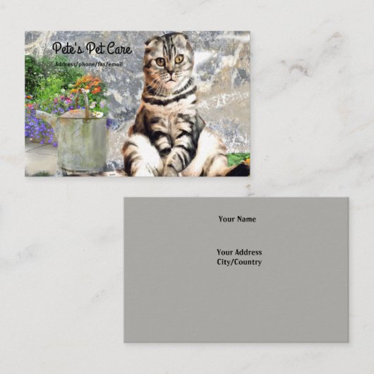 Niedliche englische Katzen-kundenspezifische Visitenkarte (Vorne/Hinten)