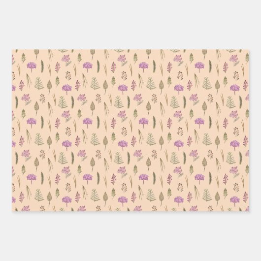 Niedliche englische Lila Violet-Blume Themenparty Geschenkpapier Set (Vorderseite)