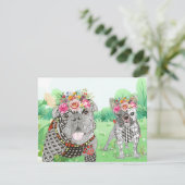 Niedliche englische und französische Bulldog-Grußk Einladung (Stehend Vorderseite)