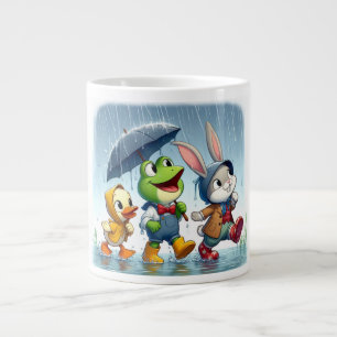Niedliche Ente, Frosch, im Regen sonnig Jumbo-Tasse