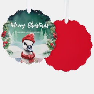 Niedliche Ente Gänse Weihnachtsfeier Familie Ornament Karte