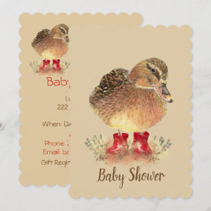 Niedliche Ente in Red Boots Baby Dusche Einladung