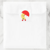 Niedliche Ente mit Regenschirm Quadratischer Aufkleber (Tasche)