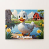 Niedliche Ente, Personalisiertes Kind Puzzle (Horizontal)