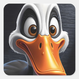 Niedliche Ente. Quadratischer Aufkleber
