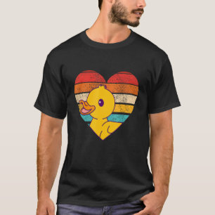 Niedliche Ente Retro Herzform Vintag T-Shirt