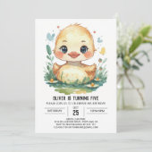 Niedliche Ente zum Geburtstag Einladung (Stehend Vorderseite)