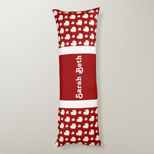 Niedliche Enten, Crimson Red & White, Name hinzufü Seitenschläferkissen (Rückseite (Vertikal))