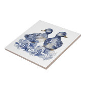 Niedliche Enten im Delft-Stil, blau und weiß, mit  Fliese (Seite)