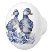 Niedliche Enten im Delft-Stil, blau und weiß, mit  Keramikknauf (Rechts)