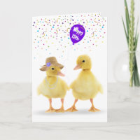 Niedliche Enten mit 13. Geburtstagsballon