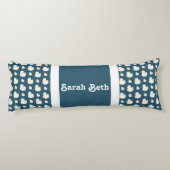 Niedliche Enten, Schiefer Blau & Weiß, Name hinzuf Seitenschläferkissen (Rückseite)