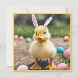 Niedliche Enten tragen Bunny Ears AI Foto Osterfei Karte