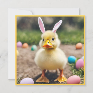 Niedliche Enten tragen Bunny Ears AI Foto Osterfei Karte