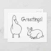 Niedliche Enten- und Rabbit-Grüße - Farbkarten Postkarte (Vorne/Hinten)