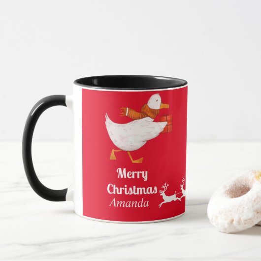 Niedliche Enten-Weihnachten Tasse (Mit Donut)