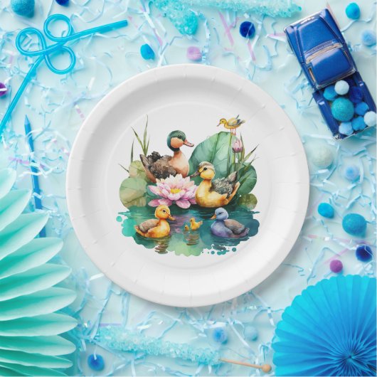 Niedliche Ententiere Pappteller (Party)