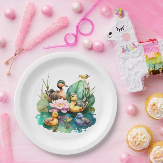 Niedliche Ententiere Pappteller (Party)